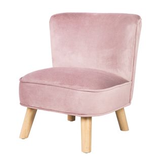 Fauteuil Enfant "Lil Sofa" - Avec Pieds En Bois Stables - Velours Rose