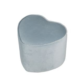 Tabouret Enfant En Forme De Coeur "Lil Sofa" - En Velours Doux - Bleu Clair