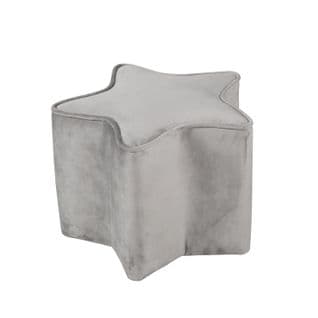 Tabouret Enfant En Forme d'Étoile "Lil Sofa" - En Velours Doux - Gris