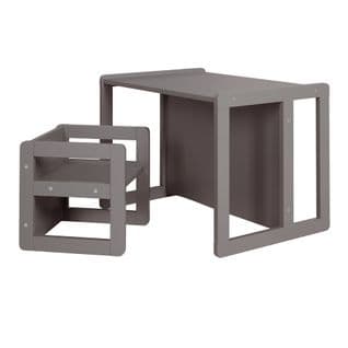 Ensemble Table Et Chaise Réversibles Pour Enfants - 3 Hauteurs D'assise - Bois Laqué Anthracite