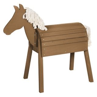 Cheval En Bois Massif Pour Enfant Avec Crinière Et Queue - Teck