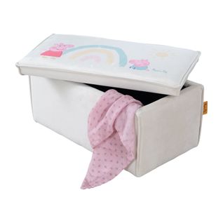 Banc Coffre à Jouets Peppa Pig Pour Enfant En Bois Et Velours - Beige - Motif Cochon