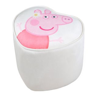 Pouf Bébé En Forme De Coeur Peppa Pig - Tabouret Enfant En Velours Doux - Beige - Motif Truie