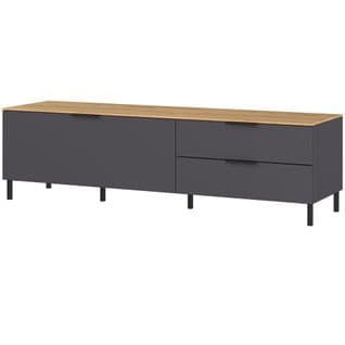 Meuble Télé Design Gris Anthracite Et Bois 164cm Costal