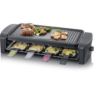 Rg9646 appareil Raclette - 8 Pers - 1400w - plaque De Cuisson Rainurée Et Lisse 41,5 X 21 Cm - Noir