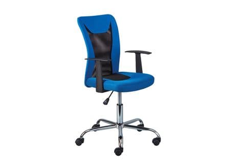 Fauteuil De Bureau Avec Roulettes DONNY Bleu Et Noir Mesh Tissu Respirant