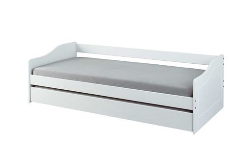 Lit Gigogne Leonie 90x190 cm 2 Couchages En Bois Massif Blanc 1 Sommier Inclus Matelas Non Inclus