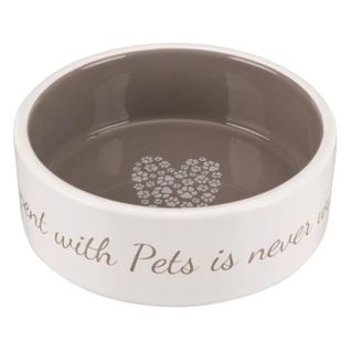 Écuelle Céramique Pet's Home - 0,3 L - Ø 12 Cm - Creme Et Taupe - Pour Chien