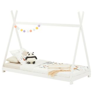 Lit Enfant Tipi Elin, 90 X 190 Cm En Pin Massif Lasuré Blanc