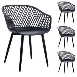 Lot De 4 Chaises Madeira, En Plastique Et Métal Noir