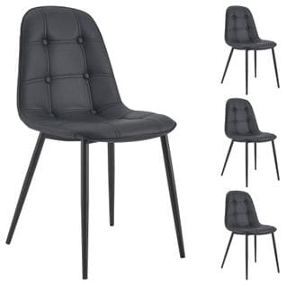 Lot De 4 Chaises Alvaro, En Synthétique Noir