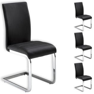 Lot De 4 Chaises Leticia, En Synthétique Noir