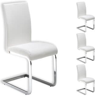 Lot De 4 Chaises Leticia, En Synthétique Blanc