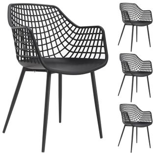 Lot De 4 Chaises Lucia, En Plastique Noir