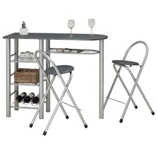 Ensemble Table Haute De Bar Et 2 Chaises Style, Gris Mat