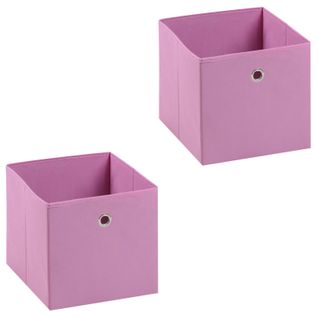 Lot De 2 Boîtes De Rangement Ela, En Tissu Rose