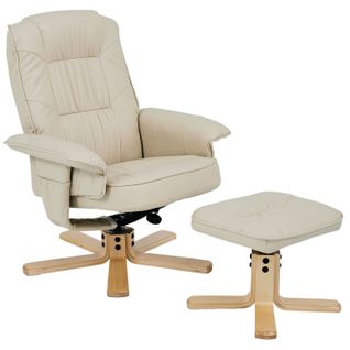 Fauteuil De Relaxation Avec Repose-pieds Charly, En Synthétique Beige