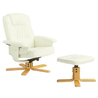 Fauteuil De Relaxation Avec Repose-pieds Charly, En Synthétique Blanc Ivoire