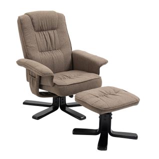 Fauteuil De Relaxation Avec Repose-pieds Charly, En Tissu Brun Et Pieds Noirs