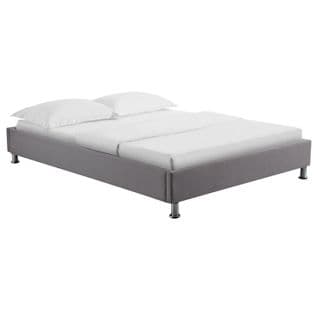 Lit Futon Double Nizza, 140 X 190 Cm, Avec Sommier, Revêtement En Tissu Gris