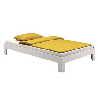 Lit Futon Thomas, En Pin Massif, 140 X 190 Cm, Lasuré Blanc