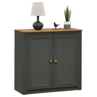 Buffet Bolton Avec 2 Portes, En Pin Massif Lasuré Gris Anthracite Et Brun