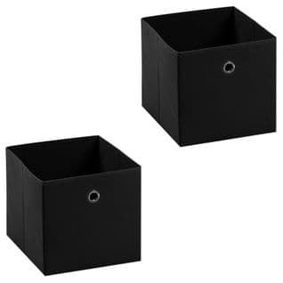 Lot De 2 Boîtes De Rangement Ela, En Tissu Noir