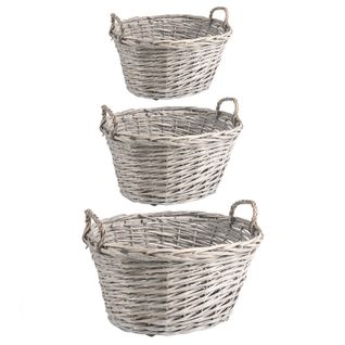 Lot De 3 Paniers Junan En Osier Gris