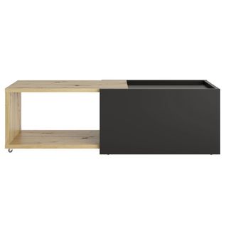 Table Basse Extensible Chêne Artisanal Et Noir