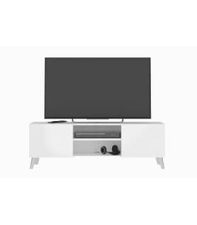 Meuble Tv 2 Portes Blanc- L140 Cm X L34,5 Cm X H46,5 Cm