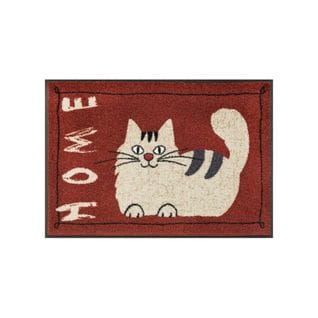 Paillasson 50x75 Tissé Motif Animaux Catty Rouge