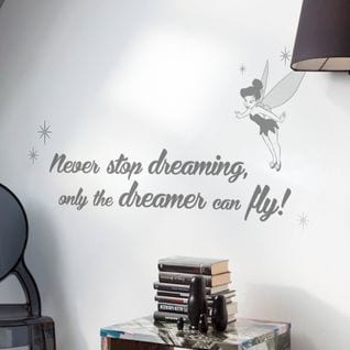 Stickers Phrase Fée Clochette -never Stop Dreaming- Disney
