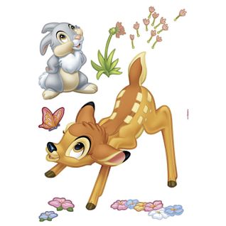 Stickers Géant Bambi et Panpan Disney Avec Des Fleurs Colorées