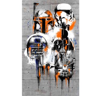 Poster Géant Intissé Personnages Star Wars En Graffiti 120x200cm