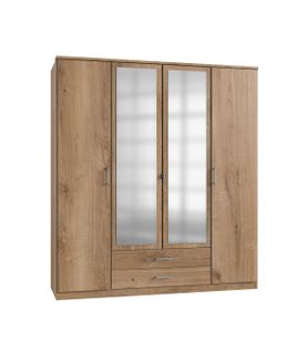 Armoire 2 Portes 2 Portes Miroir Et 2 Tiroirs - L179 Cm