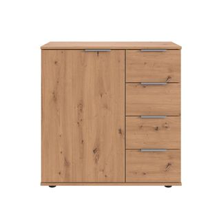 Commode Combinée 1 Porte Et 4 Tiroirs Avec Poignées En Métal - L81 Cm