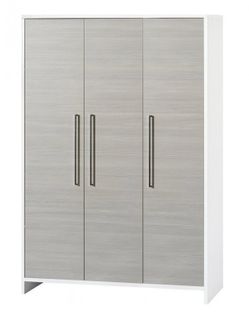 Armoire Bébé 3 Portes Bois Blanc Et Pin Argenté Eco Silber L 126 X H 181 X P 53 Cm