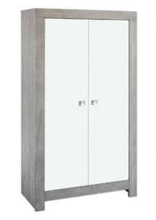 Armoire Bébé 2 Portes Bois Gris Et Blanc Nordic Driftwood L 109 X H 189 X P 53 Cm