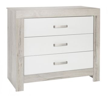 Commode Avec Plan à Langer 3 Tiroirs Bois Blanc Et Gris Nordic Halifax L 109 X H 100 X P 53/70 Cm