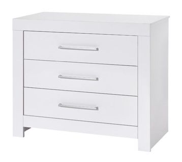 Commode Avec Plan à Langer 3 Tiroirs Bois Blanc Nordic White L 109 X H 100 X P 53/70 Cm