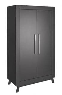 Armoire Bébé 2 Portes Bois Noir Et Pieds Hêtre Massif Miami L 108 X H 194 X P 103 Cm