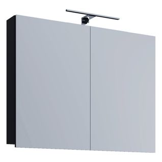 Armoire de Toilette Murale avec Miroir et Éclairage VCB1 Noir 80cm