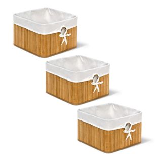 3x Corbeilles Panier De Rangement Bambou