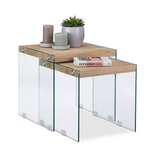 Set De 2 Table Gigogne Bois Pieds Verre