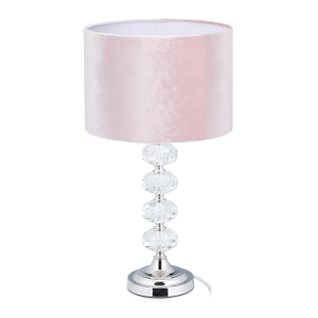 Lampe De Chevet Rose Cristal Et Velours