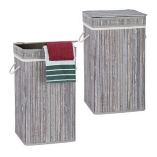 Lot De 2 Corbeilles Linge Bambou Gris