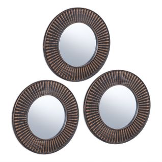 Lot De 3 Miroirs Soleil Noir Et Doré