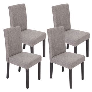 Lot De 4 Chaises De Séjour Littau ~ Tissu Gris, Pieds Foncés