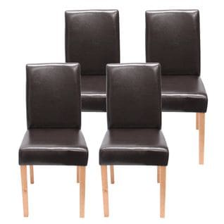 Lot De 4 Chaises De Séjour Littau ~ Simili-cuir, Marron, Pieds Clairs