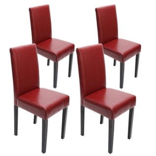 Lot De 4 Chaises De Séjour Littau, Cuir Reconstitué, Rouge, Pieds Foncés